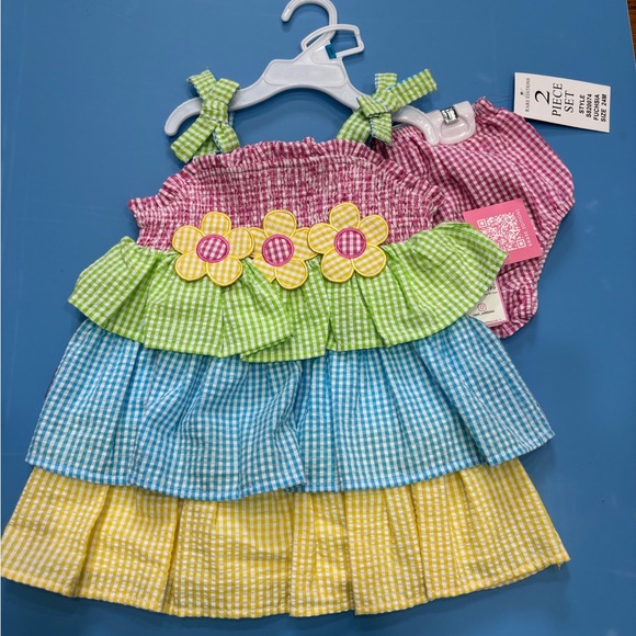 Rare Editions Other - Rare Editions Pink, Green, Blue, and Yellow Gingham Dress Set
